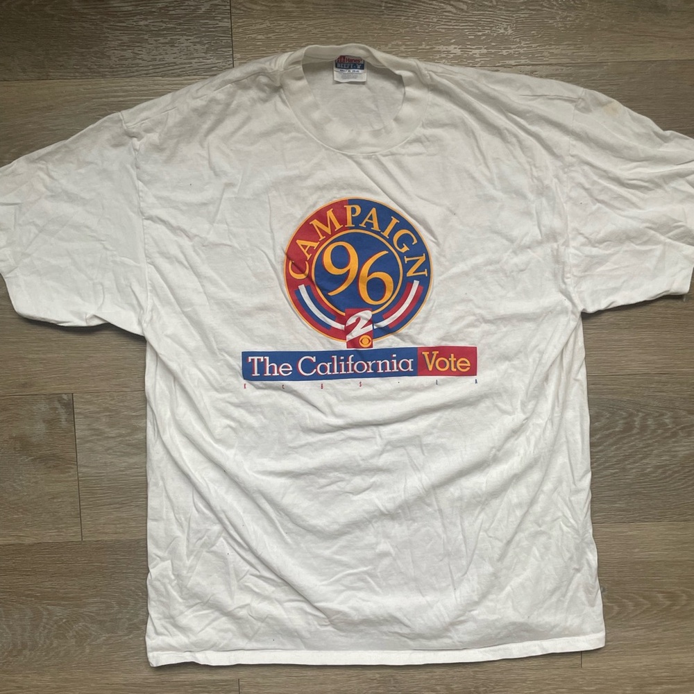 1996 CBS California Campaign White Cotton T Shirt